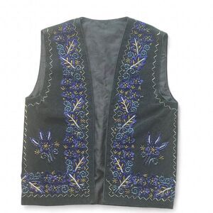 vintage hand beaded black velvet vest
